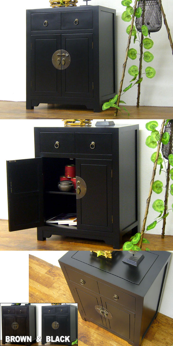 楽天市場】アジアン家具 アンティーク調 ミンスリムキャビネット(黒