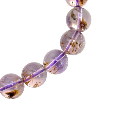 10mm 16.5cm ルチルクォーツ入り アメジスト ブレスレット (レディース