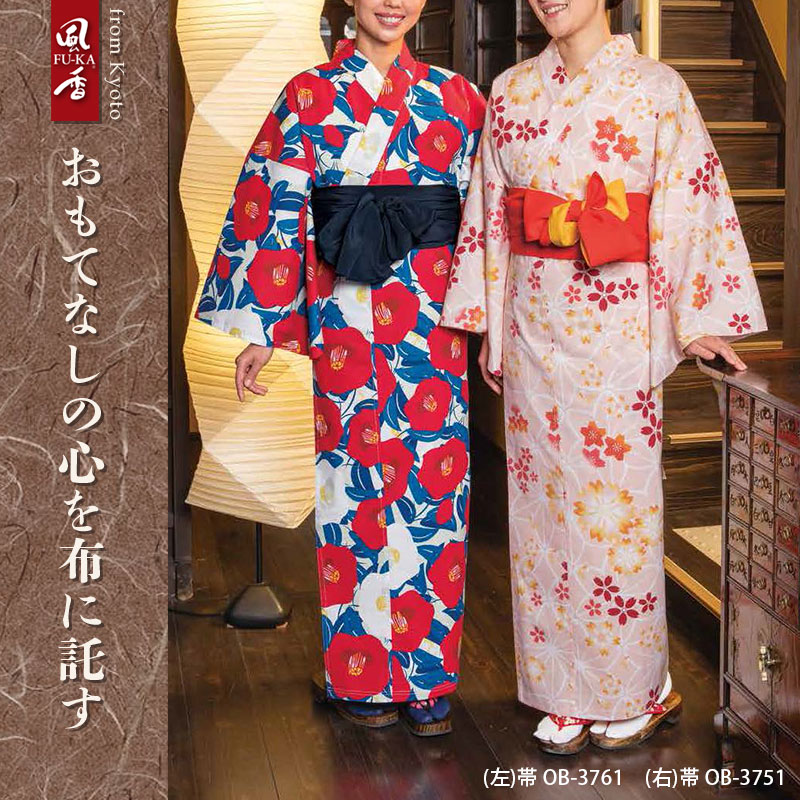 楽天市場】リネン浴衣 (八重桜)(つばき) [女性用] YU-3729 YU-3730