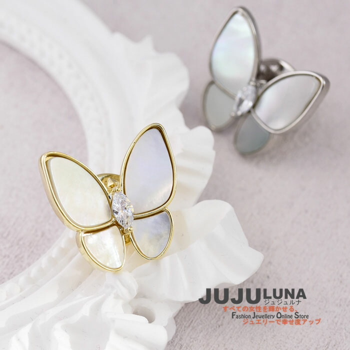 楽天市場】ブローチ 蝶 バタフライ 天然白蝶貝 シェル シンプル 知的