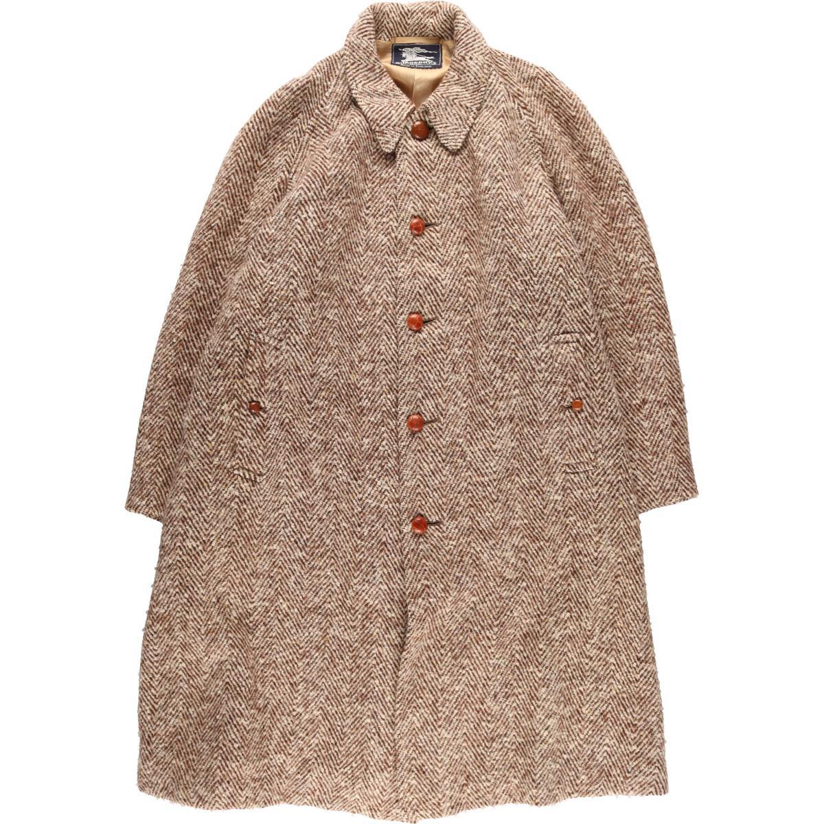バーバリー一枚袖ヘリンボーンコートirish tweed
