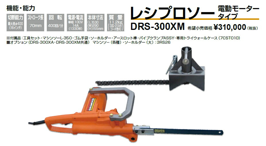 楽天市場】IKK DIAMOND レシプロソーDRS-300XM 電動モータータイプ