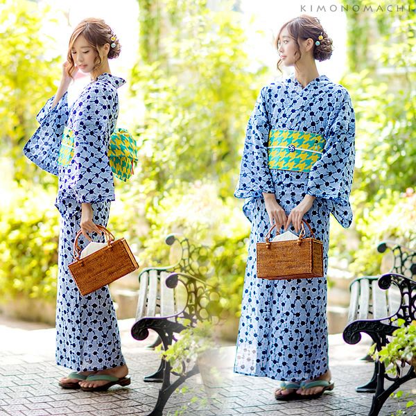 Prices down】女性浴衣「紺×水色 日の出絞り」絞り 浴衣単品 お仕立て