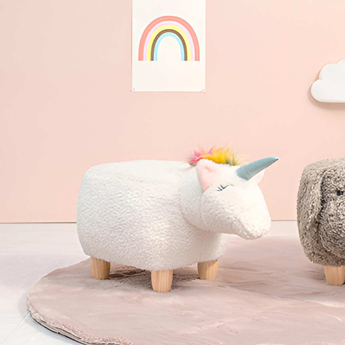 楽天市場】スツール 座面高36cm 木製脚 ユニコーン （ アニマル