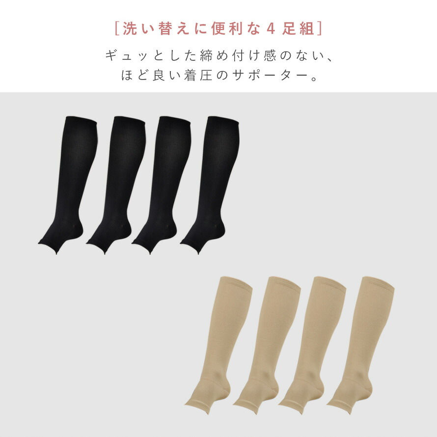 楽天市場】着圧ソックス レディース 4足組 靴下 つま先なし オープン