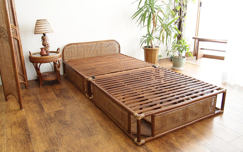 楽天市場】ラタンベッド フレーム シングル 籐 寝室 籐製ベッド 軽量