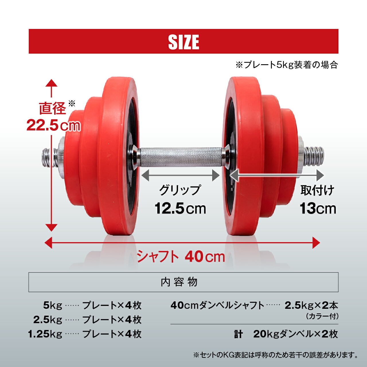ラバーダンベル 40kg 片手20kg×2個セット IROTEC (アイロテック)