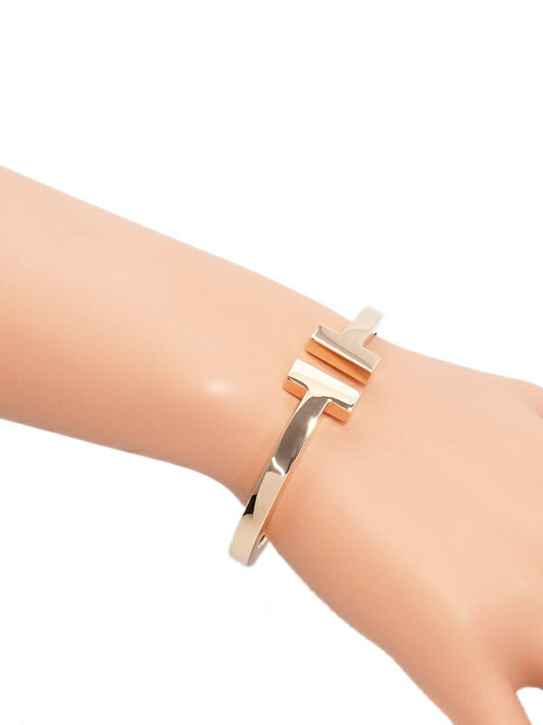 TIFFANY＆Co.】ティファニー『K18PG Tスクエア ブレスレット』バングル