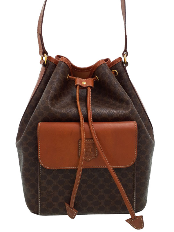 CELINE】セリーヌ『マカダム柄 巾着型 ショルダーバッグ』レディース 1