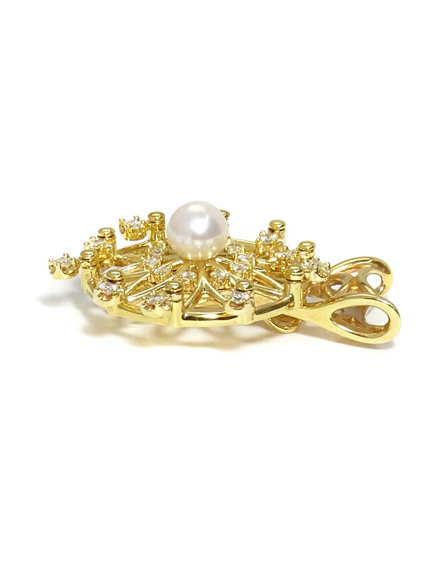 TASAKI】タサキ『K18YG ダイヤモンド0.23ct パール ペンダントトップ