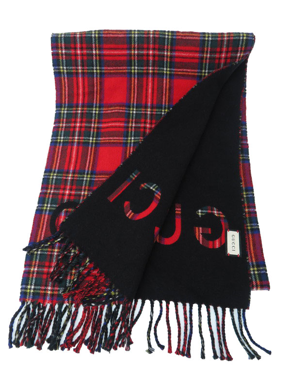 GUCCI】グッチ『チェック柄 マフラー』ユニセックス 1週間保証【中古
