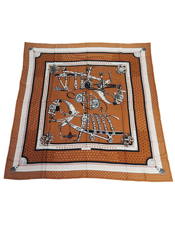 HERMES】エルメス『カレ140 カシミヤ×シルク 宮廷の馬具 HARNAIS DE