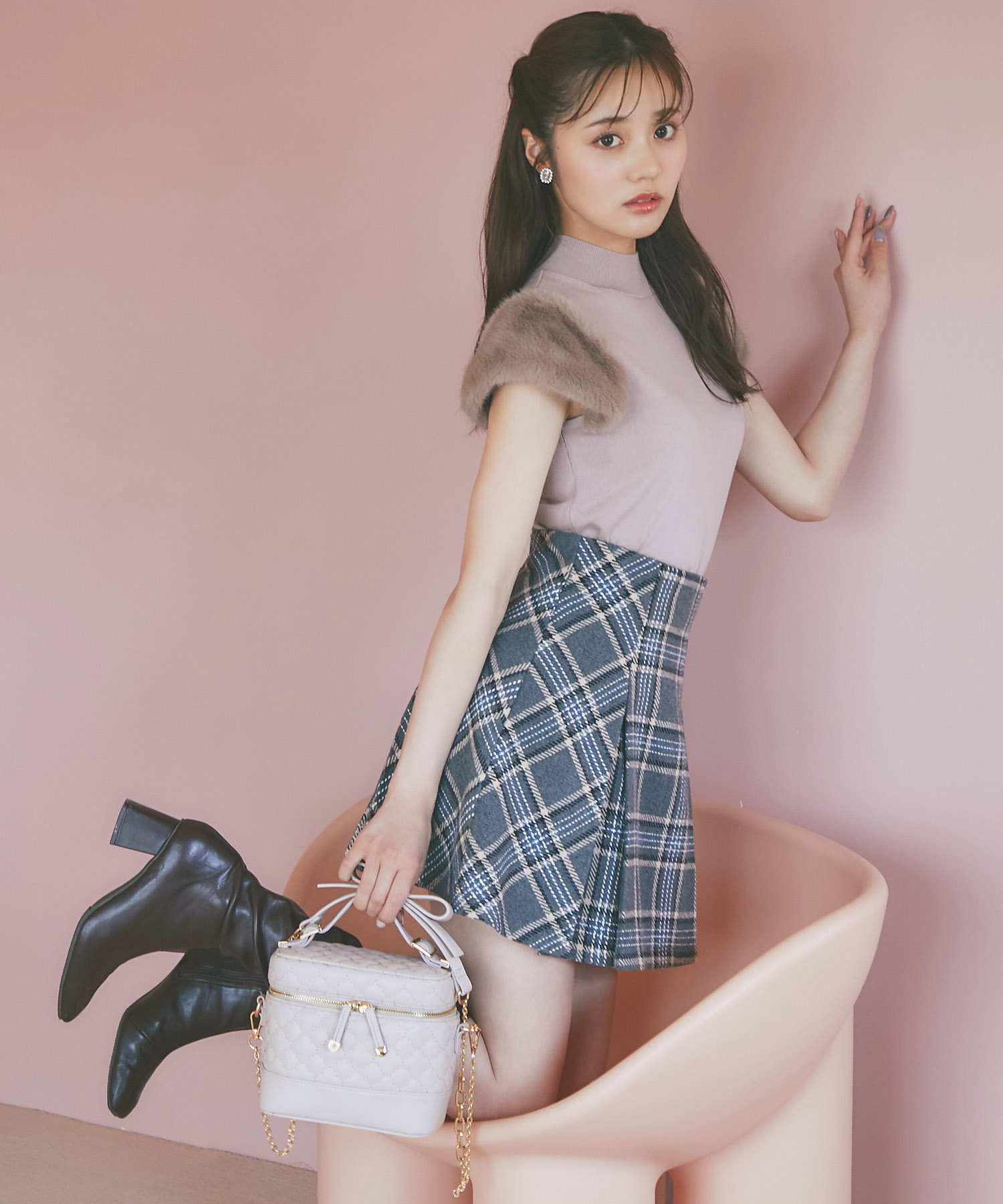 インナーパンツ付きチェックミニスカート