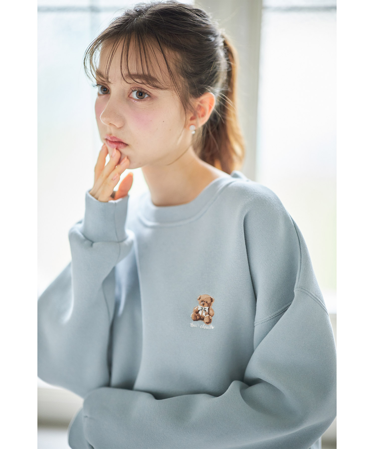 tocco bear刺繍入り裏起毛スウェット