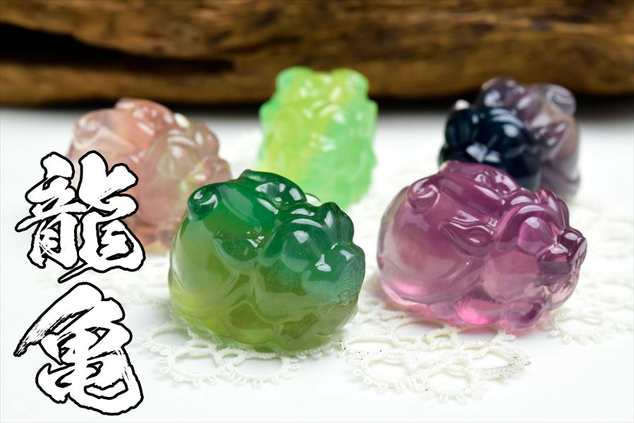 楽天市場】◇正財運◇ フローライト 蛍石 龍亀 ロングイ彫刻 置物 種類