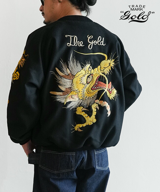 GL15725]gold(ゴールド) WOOL MELTON×ACETATE SOUVENIR JACKET 