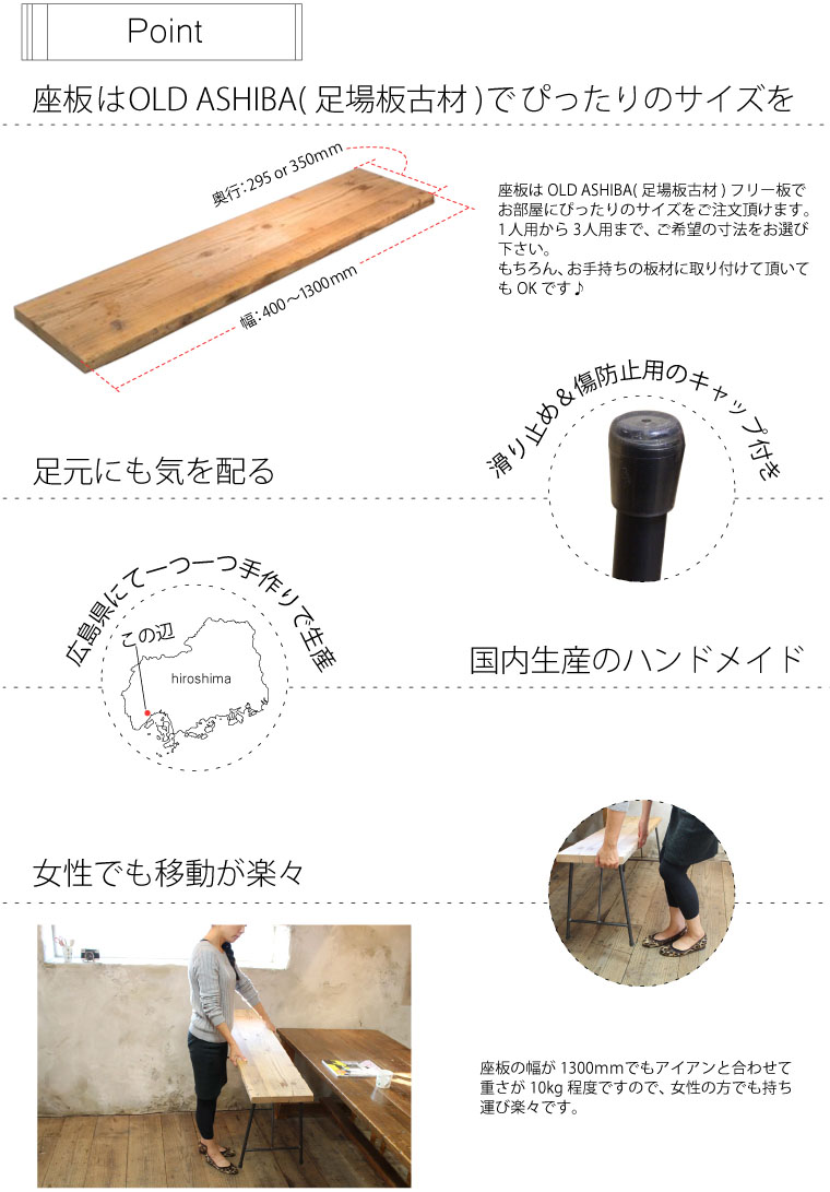 楽天市場】鉄脚 アイアンベンチ脚 （D300用） 2個セット （黒皮鉄