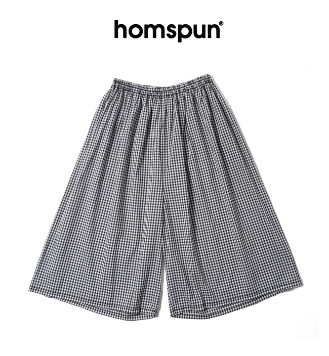 楽天市場】homspun ホームスパン 80/1ギンガム＆無地 ギャザーパンツ
