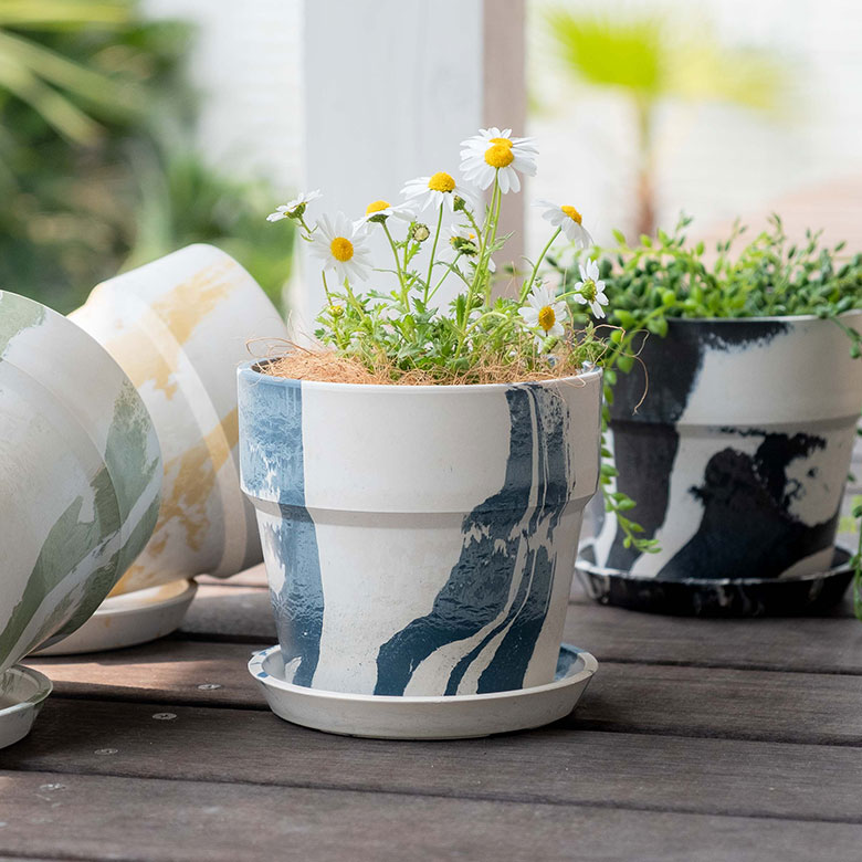 楽天市場】植木鉢 プランツポット 4号鉢 プラスチック マーブル模様