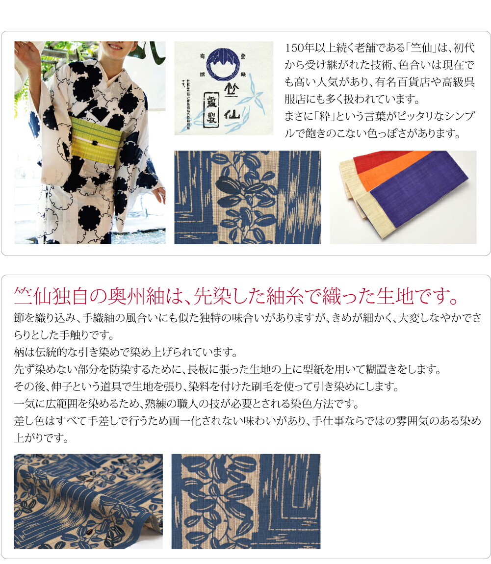 楽天市場】反物 浴衣地 夏用 日本製 [竺仙] 奥州小紋 5503竹に萩 江戸