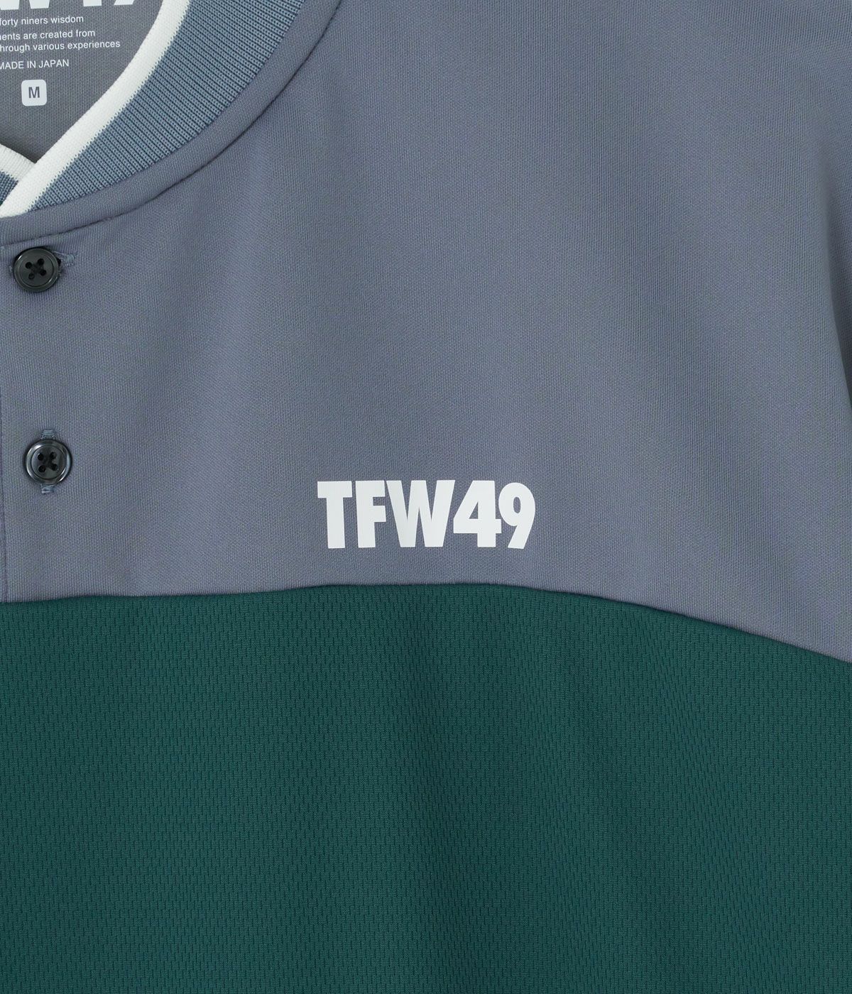 TFW49 - COLLAR LESS LINE POLO | ポロシャツ | グリーン×ブルーグレー