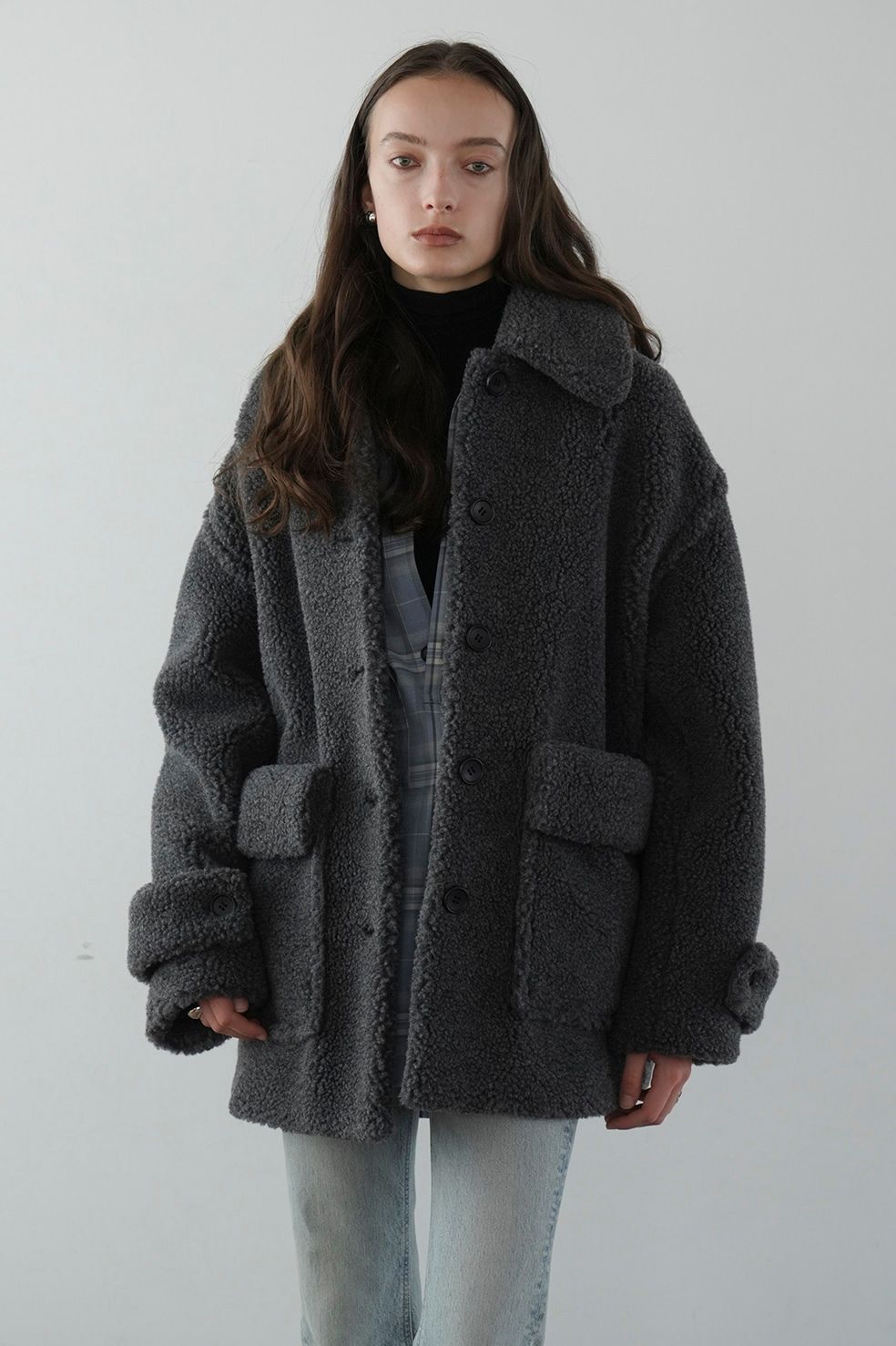 CLANE - ラージポケット ボア オーバーコート - RIDGE POCKET BOA OVER