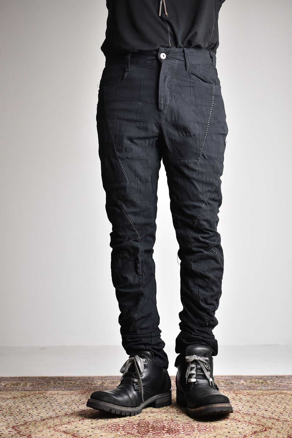 D.HYGEN - Patchwork Jacquard Stretch Slim Pants