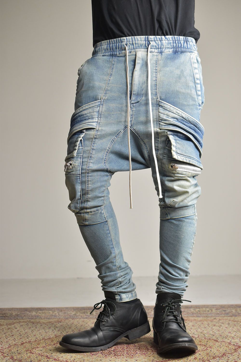 A.F ARTEFACT - Indigo Denim Cargo Sarouel Skinny
