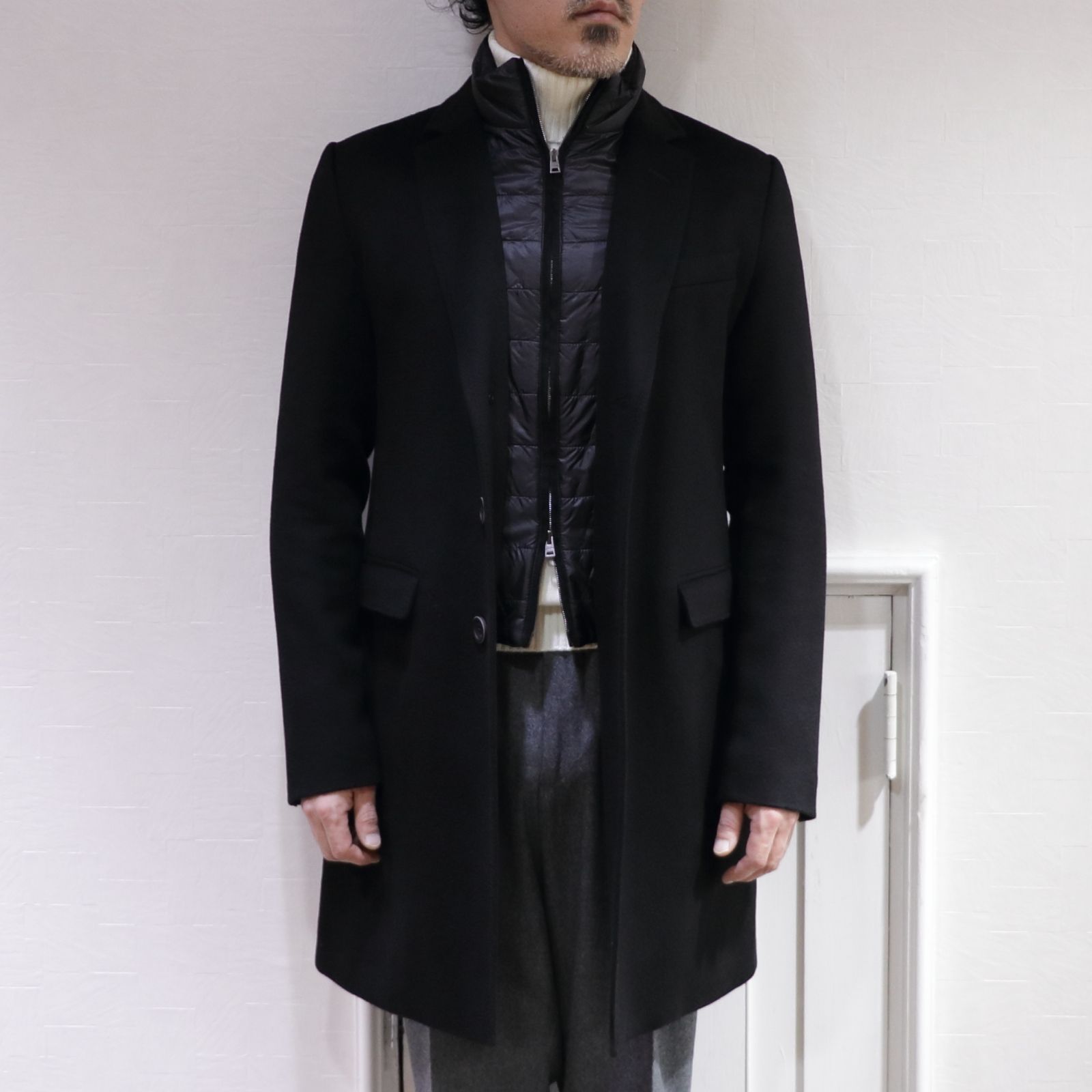 HERNO - ヘルノ カシミア チェスターコートを使用したドレカジスタイル