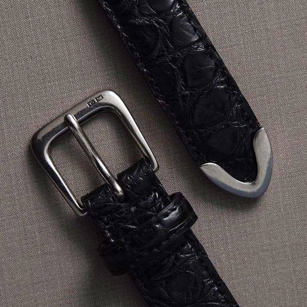 特注品、アメリカンドリーム黒いトレーニングベルト クロコダイル風S