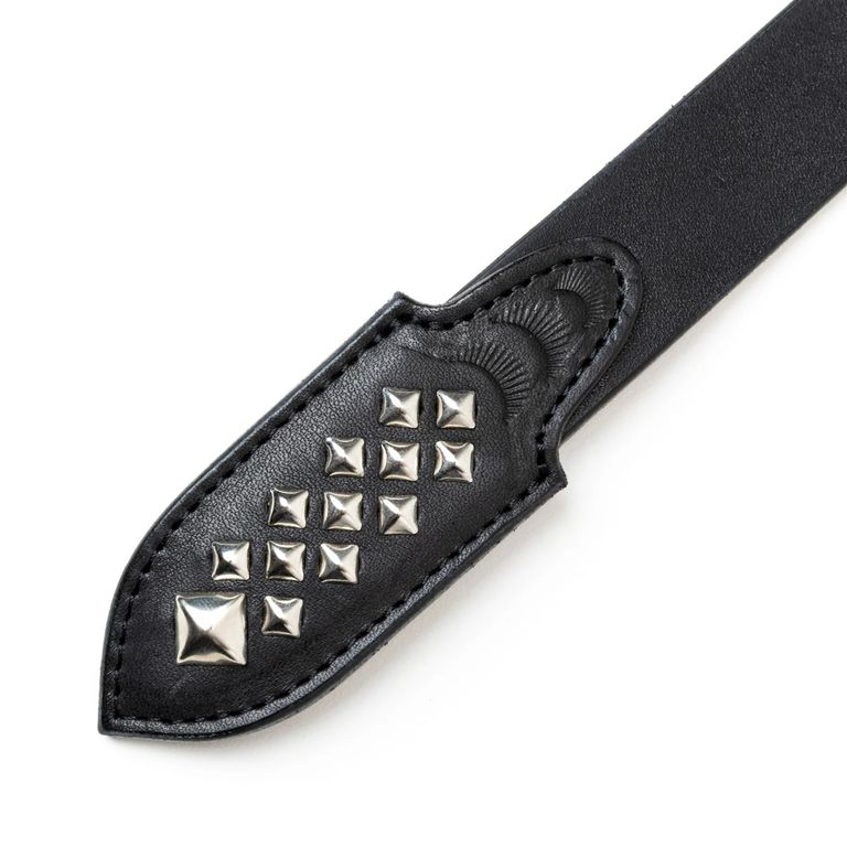 CALEE - STUDS LEATHER NARROW BELT ＜TYPE B＞ (BLACK) / スタッズ