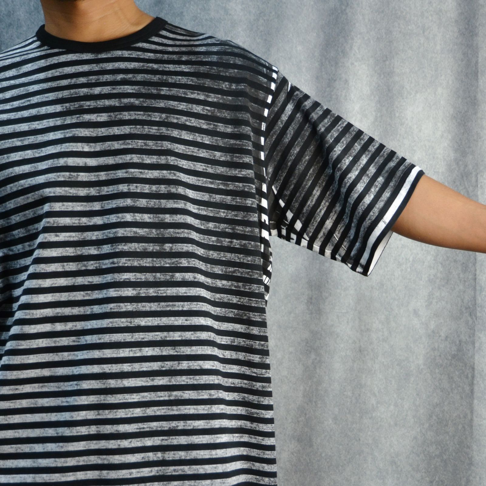 yohji yamamoto - 裏顔料PT半袖 ボーダーTシャツ （BLACK / ブラック