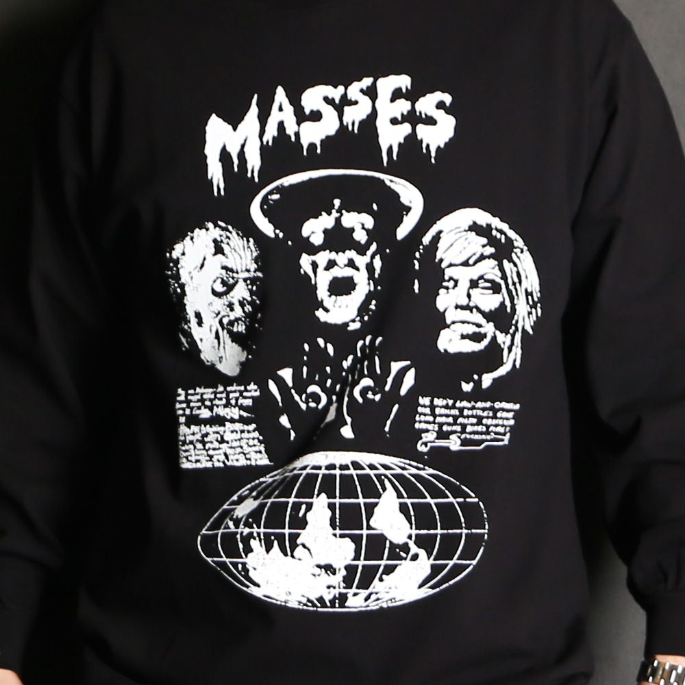 MASSES - T-SHIRT L/S GLOBE - BLACK / ロングスリーブ Tシャツ