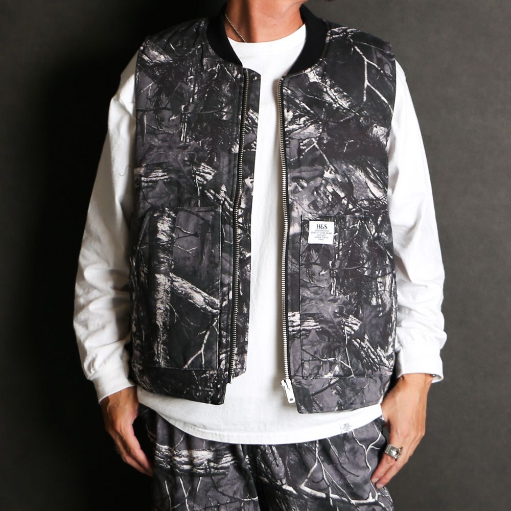 HideandSeek - Camo Zip Work Vest - Panther / ワークベスト / HJ