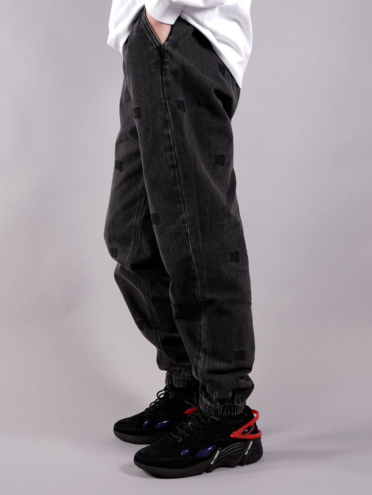 alexander wang - ラスト1点 / JOGGER / GREY AGED W TONAL EMBROIDERY