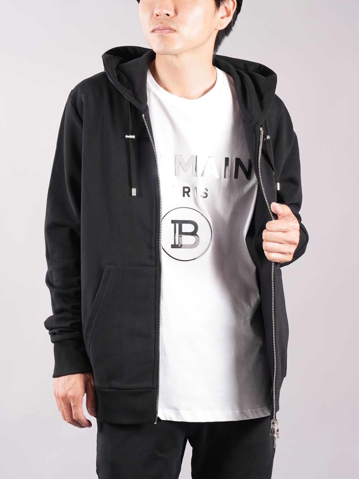 BALMAIN - 【ラスト1点】BALMAIN FLOCK HOODIE / フロック フーディー