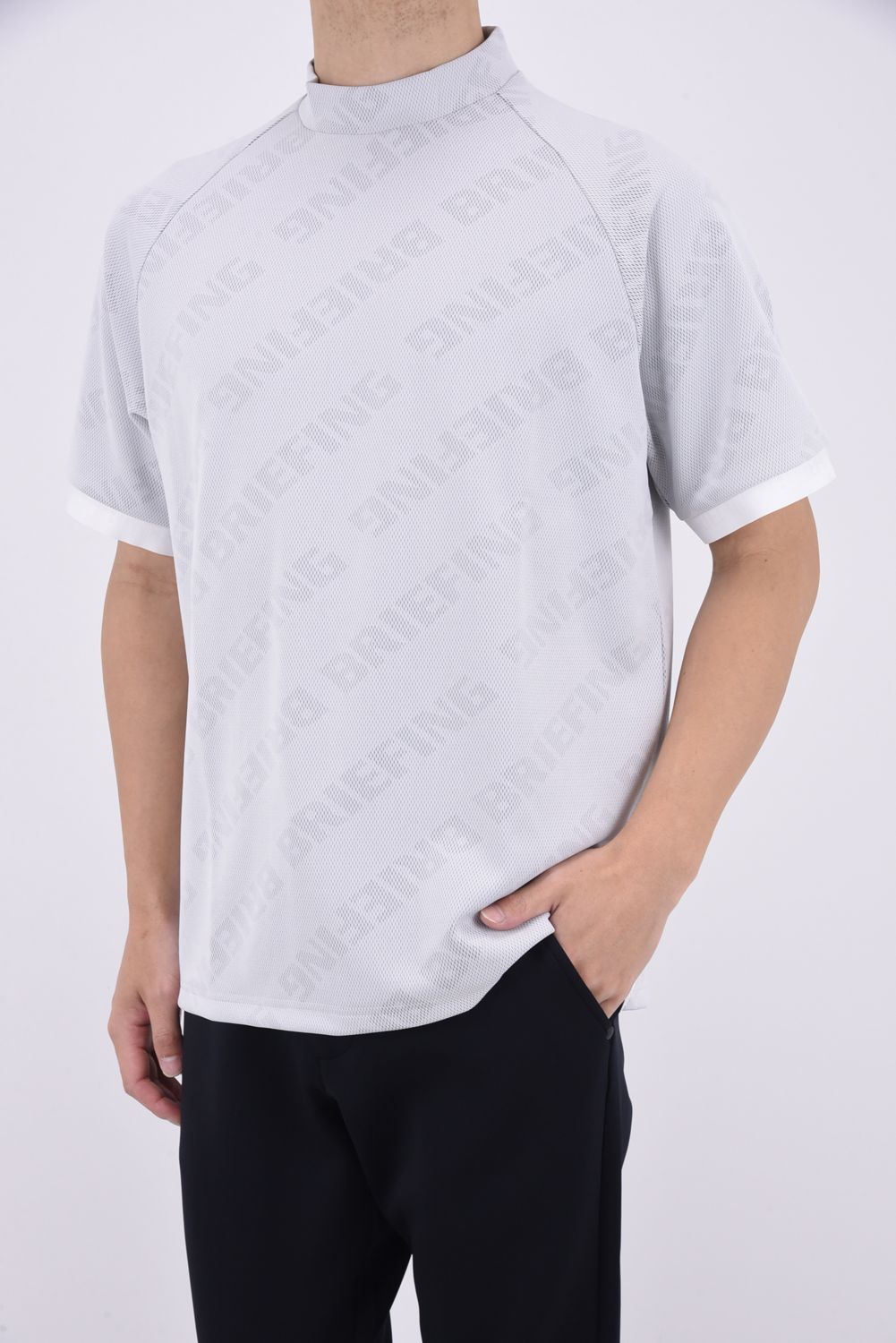 BRIEFING レディースホワイト ロゴ モックネックシャツ M BRIEFING