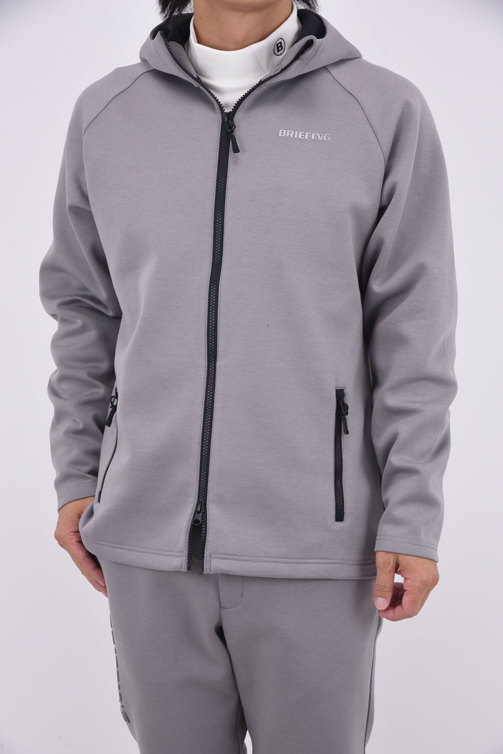 ブリーフィング ジップアップ ベスト フード ゴルフ ストレッチ グレー