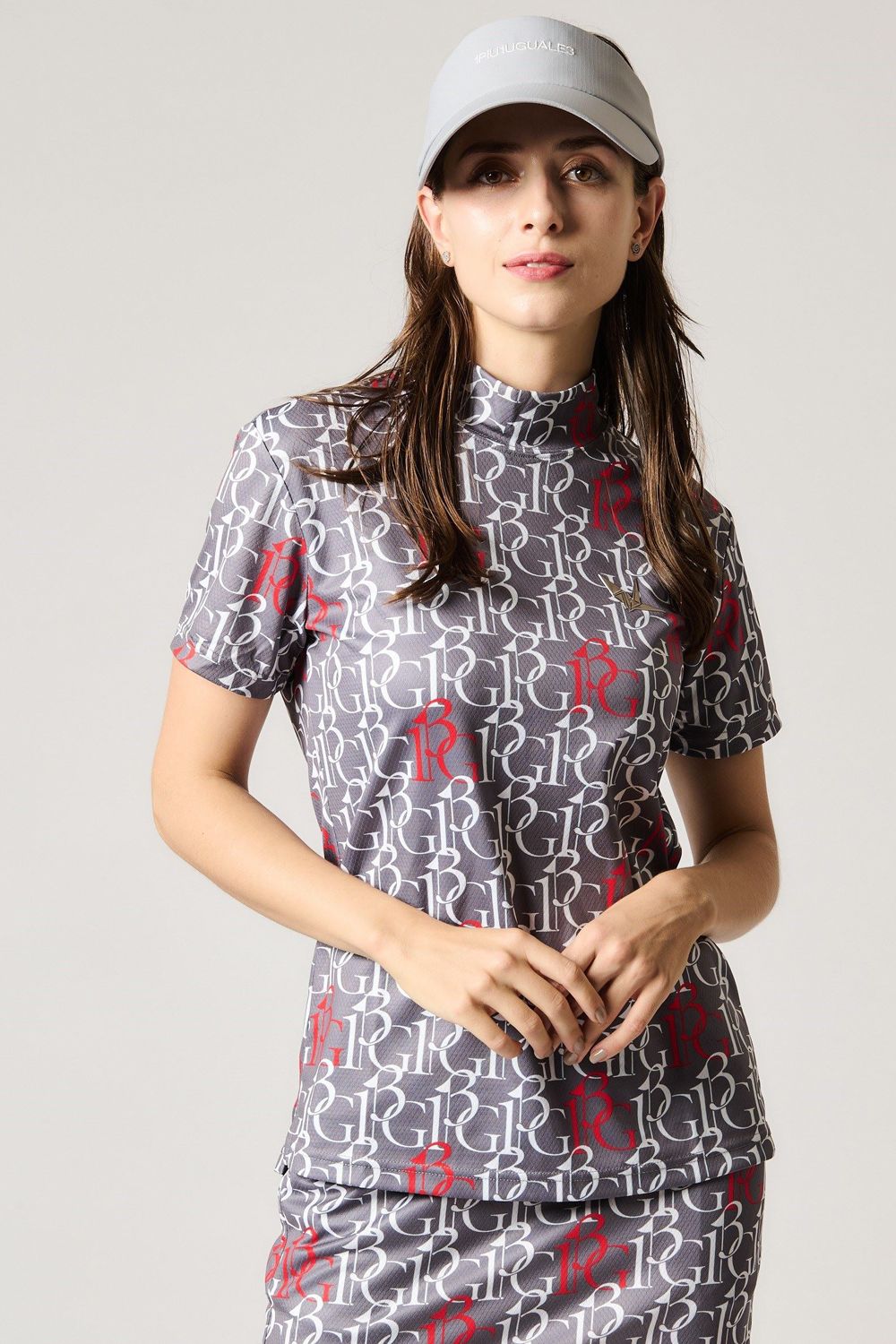 1PIU1UGUALE3 GOLF 総柄 半袖 モックネックTシャツ