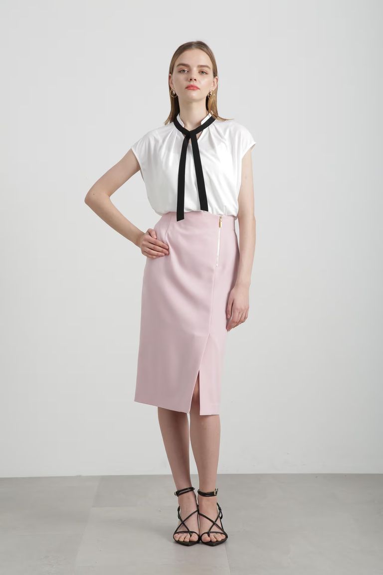 PINKY&DIANNE - ファスナータイトスカート (ピンク) / ポリエステル