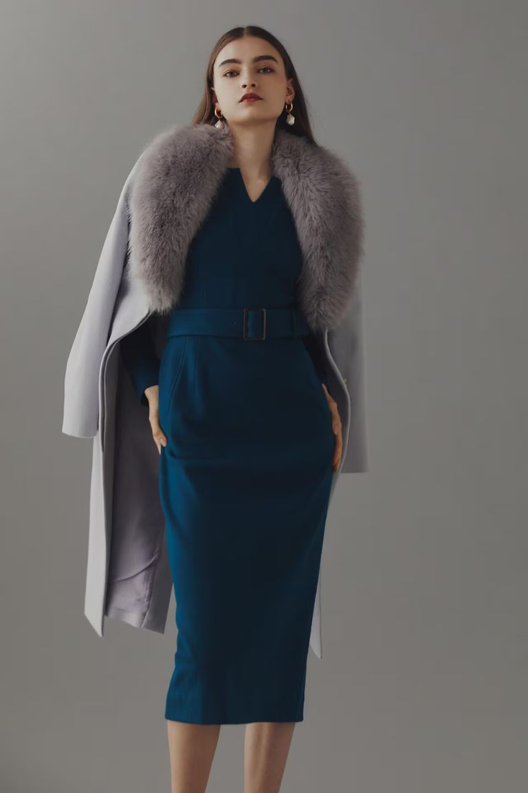 PINKY&DIANNE - カシミヤ混ベルテッドコート（グレー）羊毛 / カシミヤ