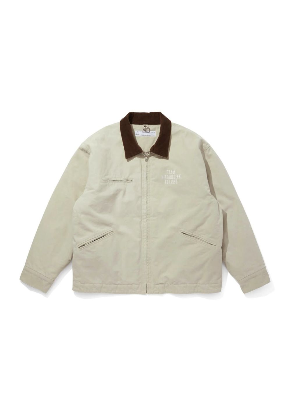 HIDE AND SEEK - Ox Work Zip Jacket (Washed) (BEIGE) / コットン