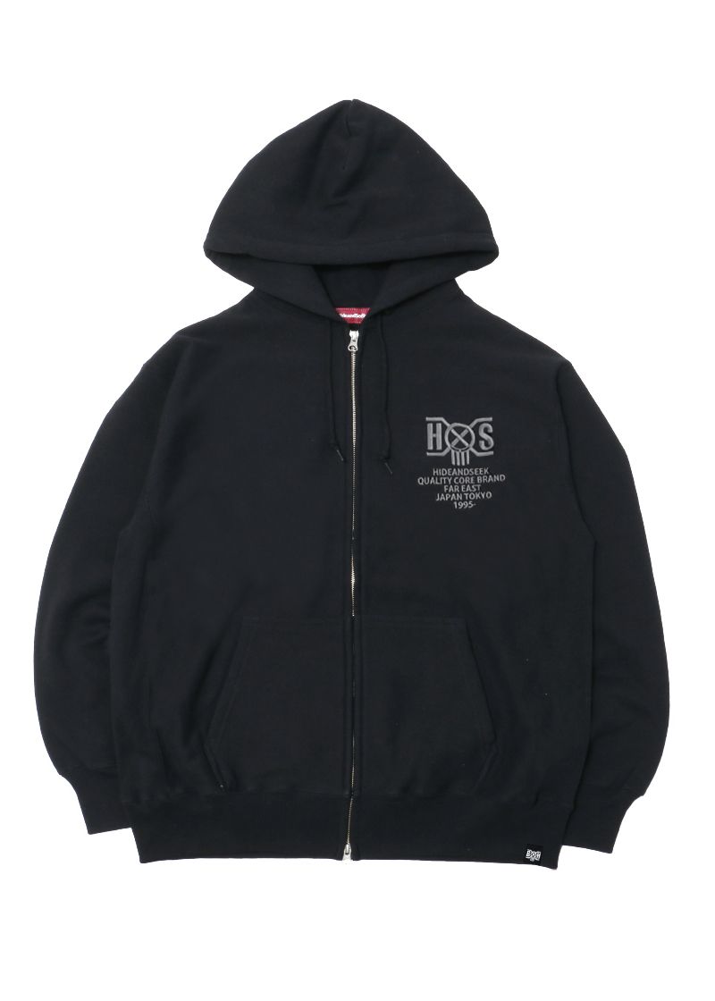 HIDE AND SEEK - HS×BH ZIP HOODED SWEAT SHIRT (BLACK) / バウン