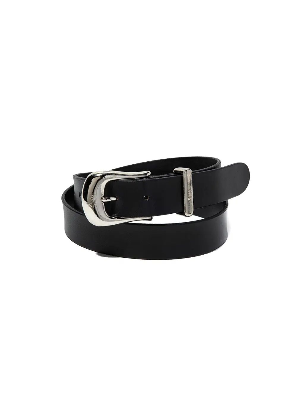 CALEE - STUDS LEATHER NARROW BELT (BLACK) / スタッズ レザー ナロー