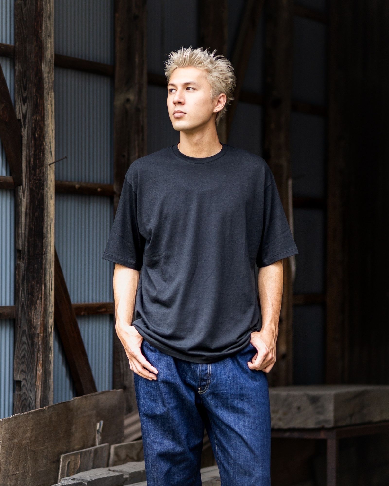 A.PRESSE - アプレッセ Cachmere Blend S/S T-Shirt(25AAP-05-01)BLACK
