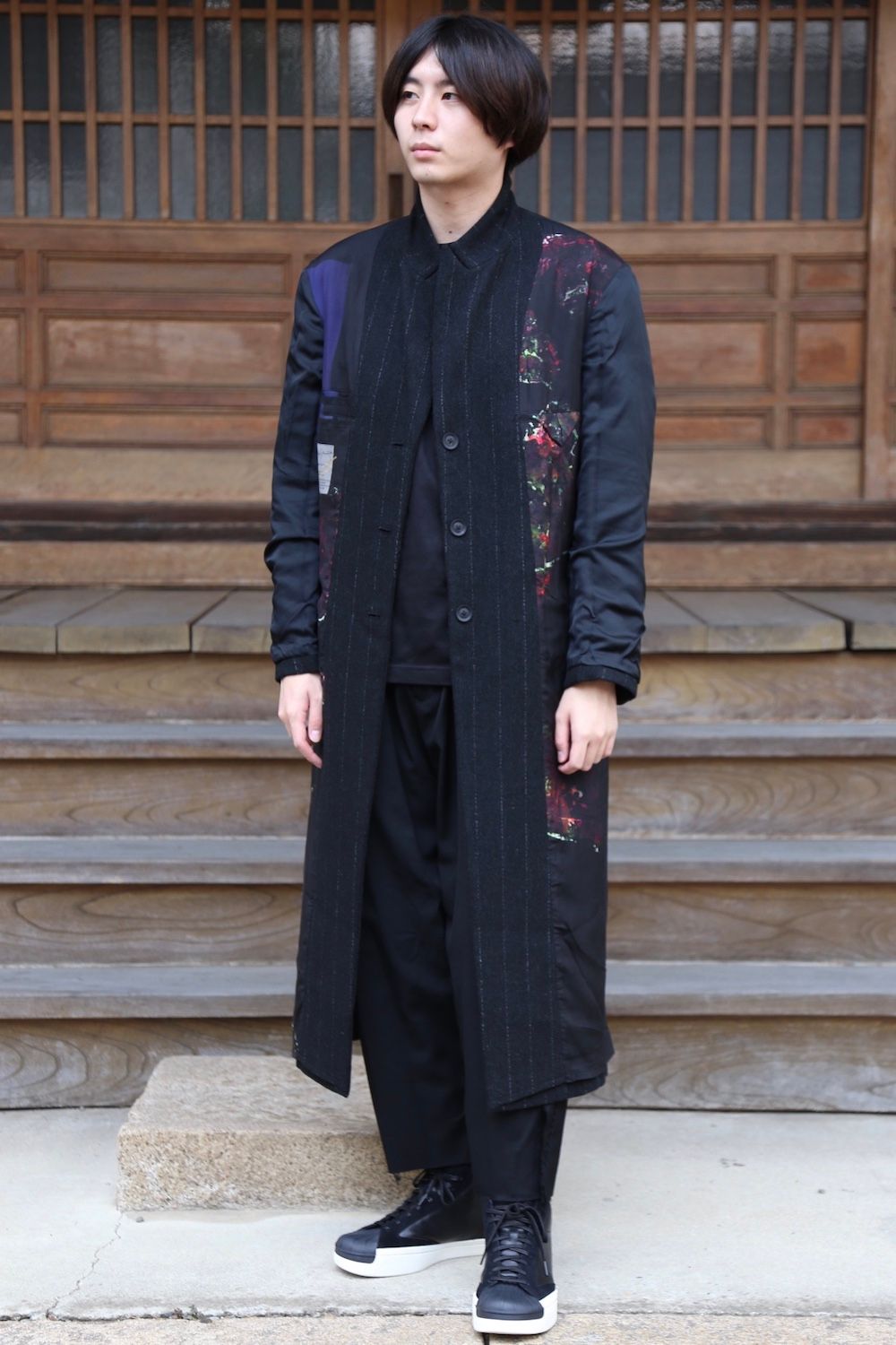 12ss Yohji Yamamoto POUR HOMME 松葉柄シルクコート 12ss Yohji