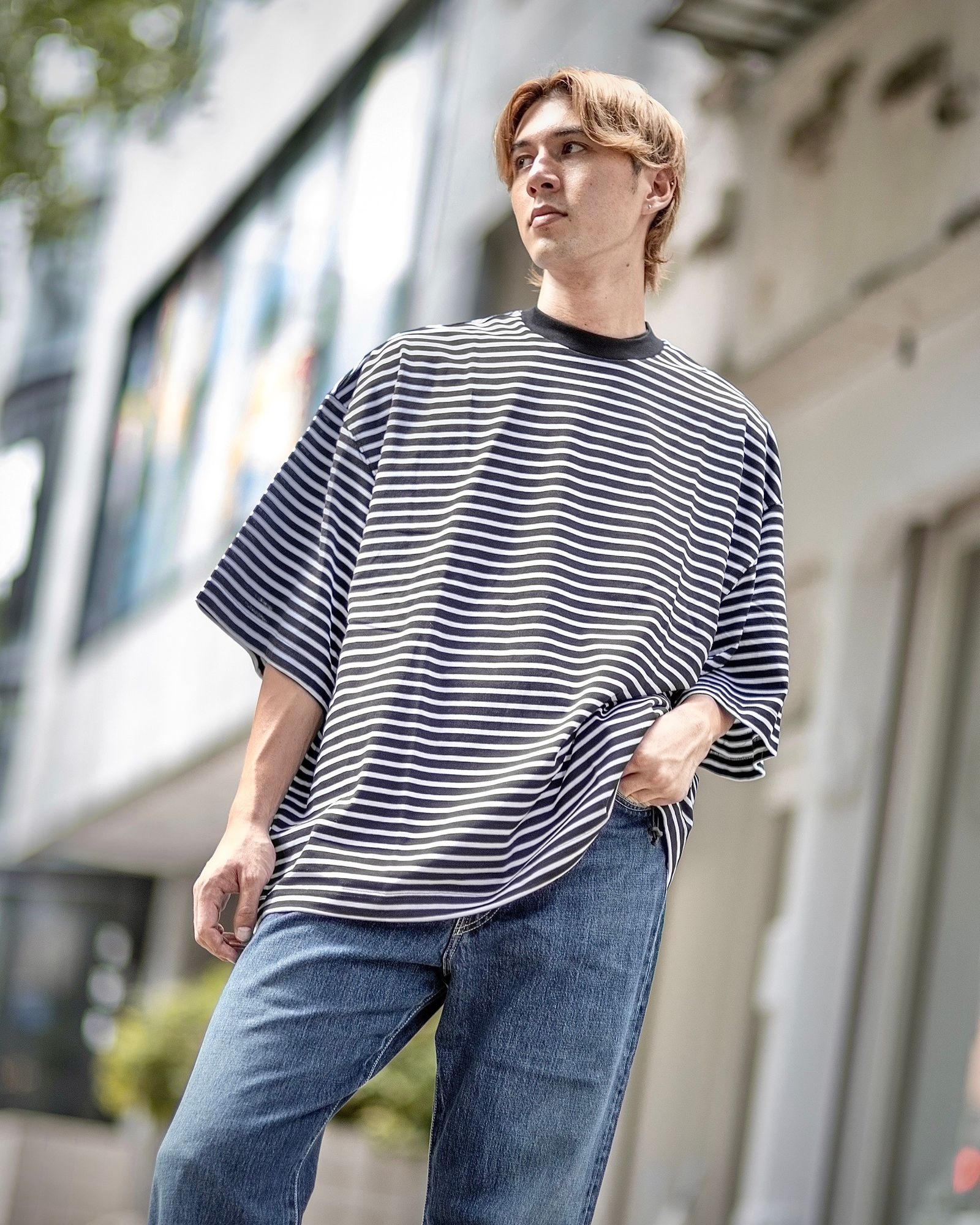 is-ness - イズネス24AW BALLOON STRIPES T SHIRT(31SSSH05-2)WHITE