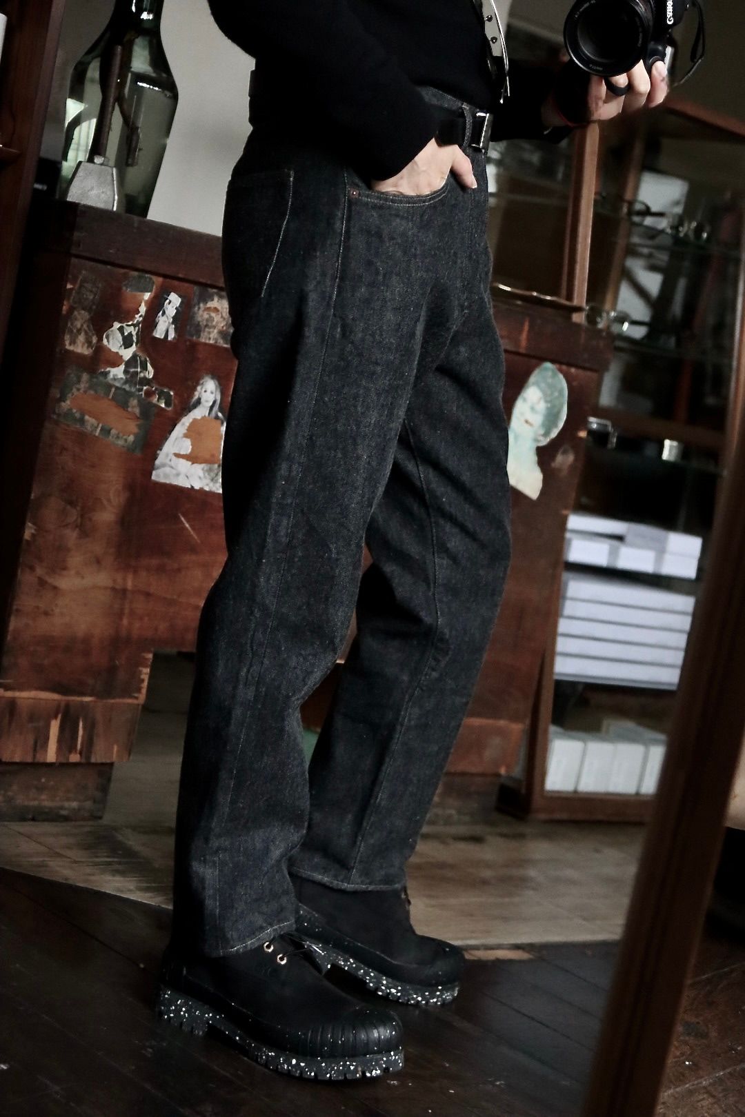 A.PRESSE - アプレッセ24SS Black Washed Denim Pants(24SAP-04-25H