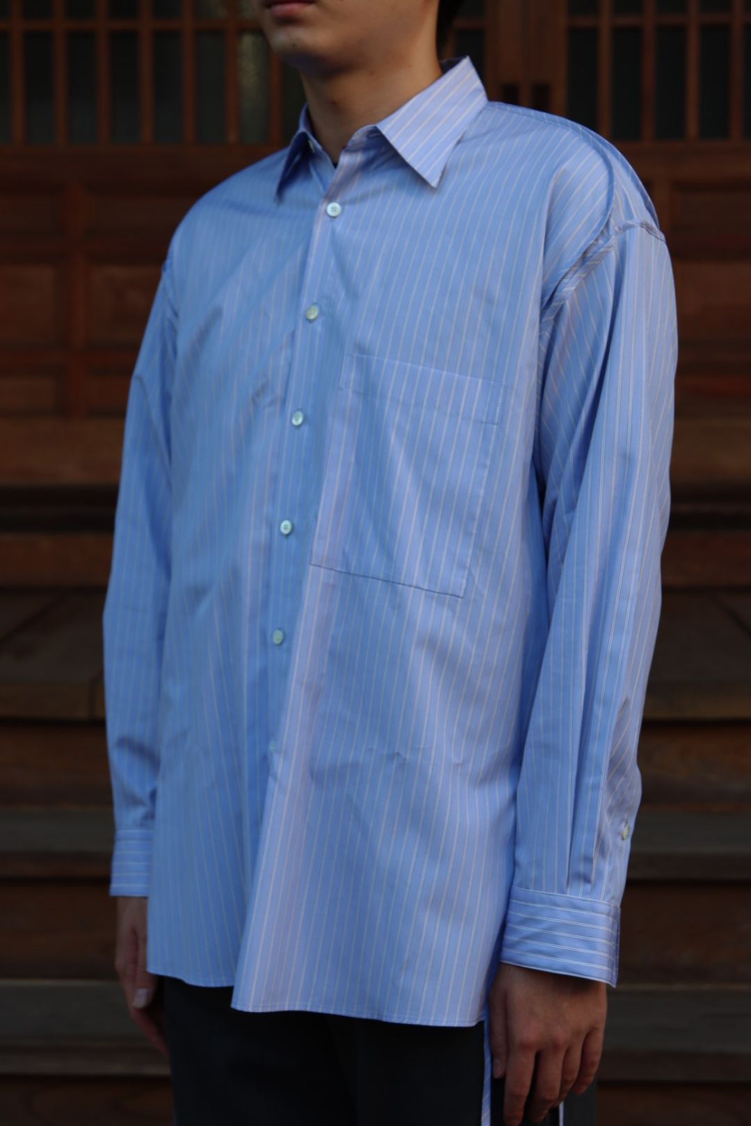 YOKE THOMAS MASON STRIPED PIPING SHIRT