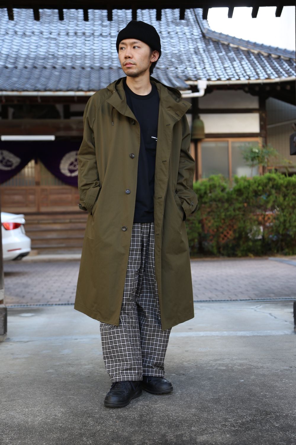 COMME des GARCONS HOMME 綿ナイロンウェザーフーデッドコート